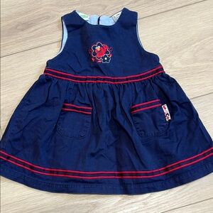 Vintage Elmo Sesame Street Navy Blue Jumper Dress Girls Size 24 Months Y2K 90s